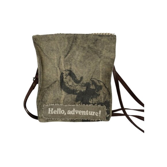Primitives by Kathy Hello Adventure! Crossbody Canvas Sling Bag Vintage Purse - Picture 5 of 10